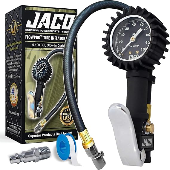JACO FlowPro Tire Inflator with Pressure Gauge 100 PSI
