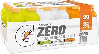 Gatorade Zero Sugar Thirst Quencher Three Flavor Variety Pack 20 Fl Oz Bottles (Pack of 24)