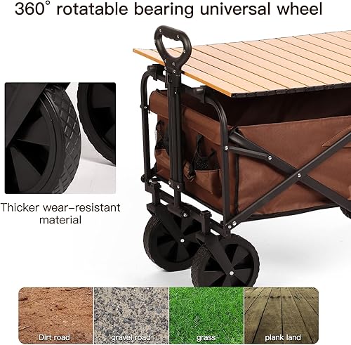 Miniatura 9 de Carrito de jardín plegable, portátil, utilitario, plegable, con mesa de tabla, placa de carrito de campamento al aire libre, carrito de compras