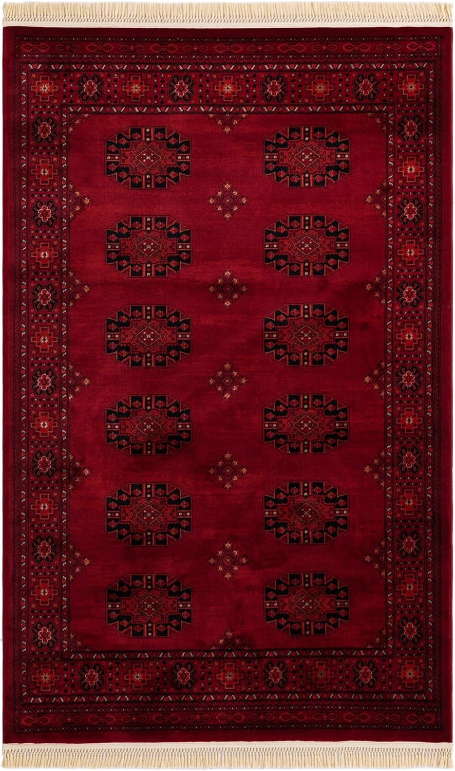 Unique Loom Tekke Collection Over-Dyed Saturated Traditional Torkaman Area Rug (5' 0 x 8' 0 Rectangular, Red/Black)