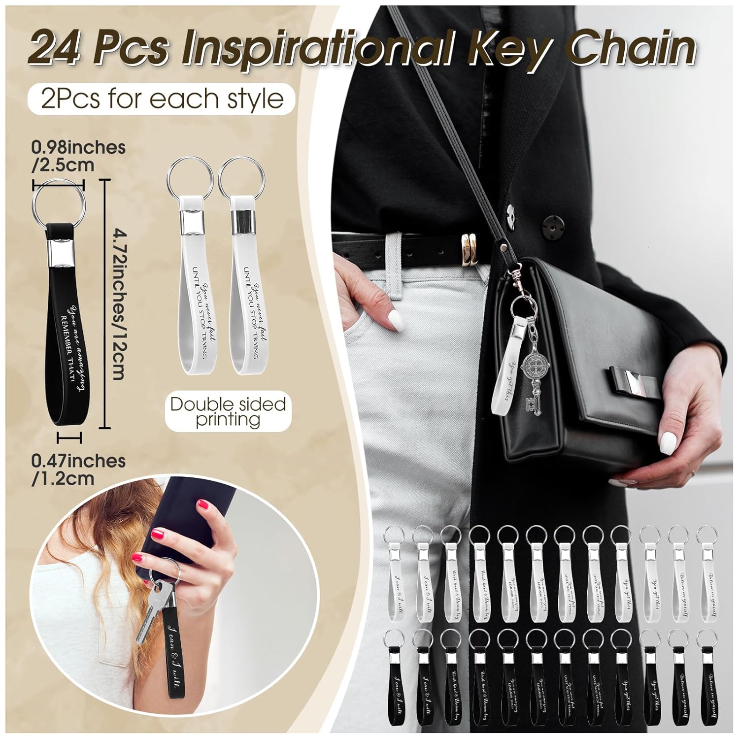 Sanwuta 48 Pcs Thank You Gifts for Women Makeup Bags Employee Appreciation Cosmetic Bags Canvas Keychains Appreciation Gifts for Coworkers Nurse Team Staff Volunteer(Stylish)