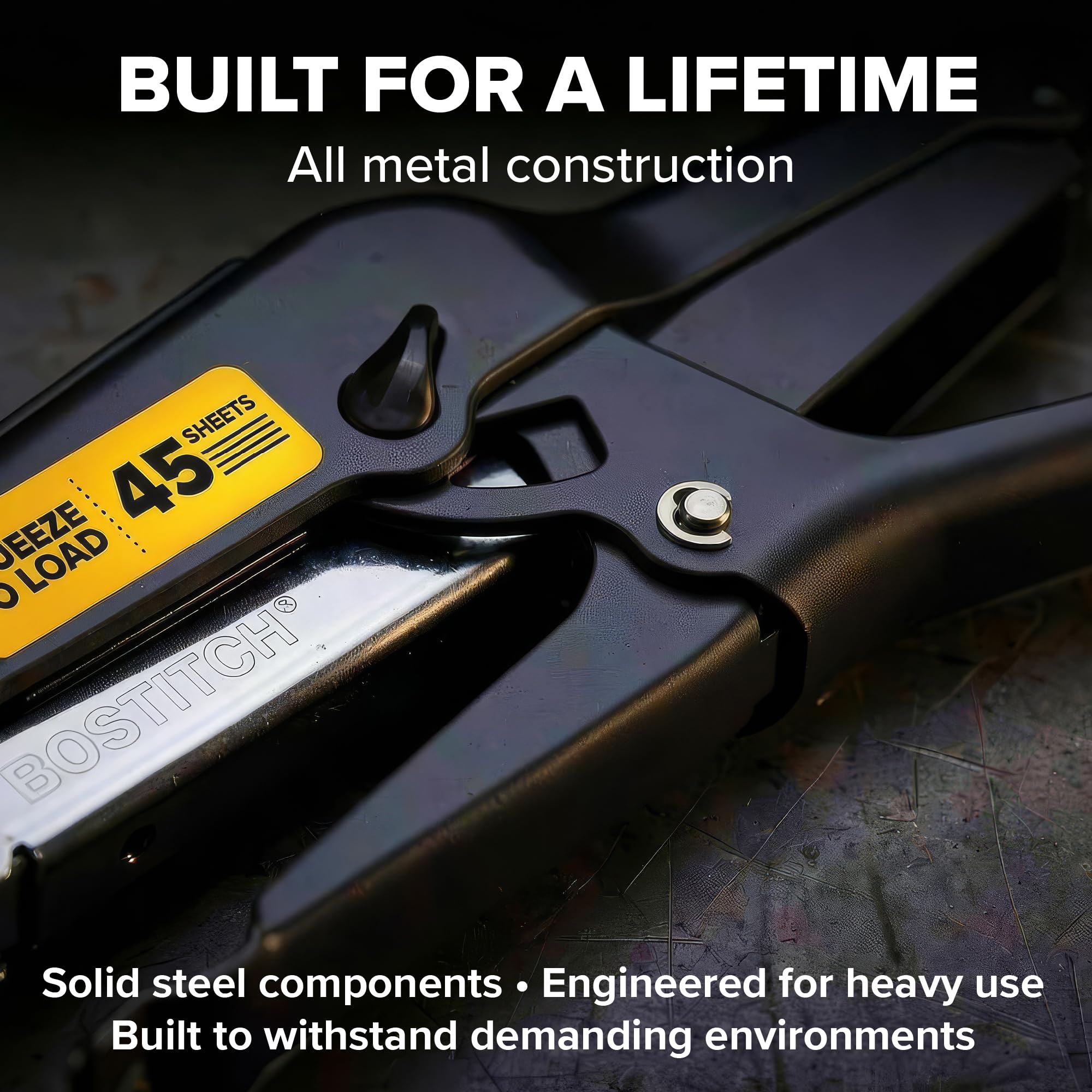 Bostitch B8 - Grapadora de alicates resistente, capacidad de 2 a 45 hojas, tecnología sin atascos, construcción totalmente metálica, capacidad de grapas 210 de tira completa, utiliza grapas B8
