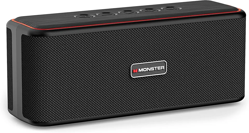 Monster Shock Plus Bluetooth Speaker,Portable Speaker with 30W Loud Stereo Sound, Bluetooth 6.0, TWS Pairing, 15H Playtime, Support AUX/TF Card, IPX6 Waterproof Wireless Speaker for Outdoor Home