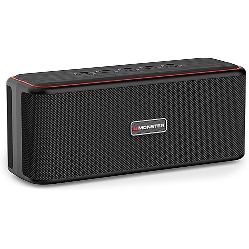 Monster Shock Plus Bluetooth Speaker, Portable Speaker with 30W Loud Stereo Sound, Bluetooth 5.4, TWS Pairing, 15H Playtime, Support AUX/TF Card, IPX6 Waterproof Wireless Speakers for Home, Outdoor