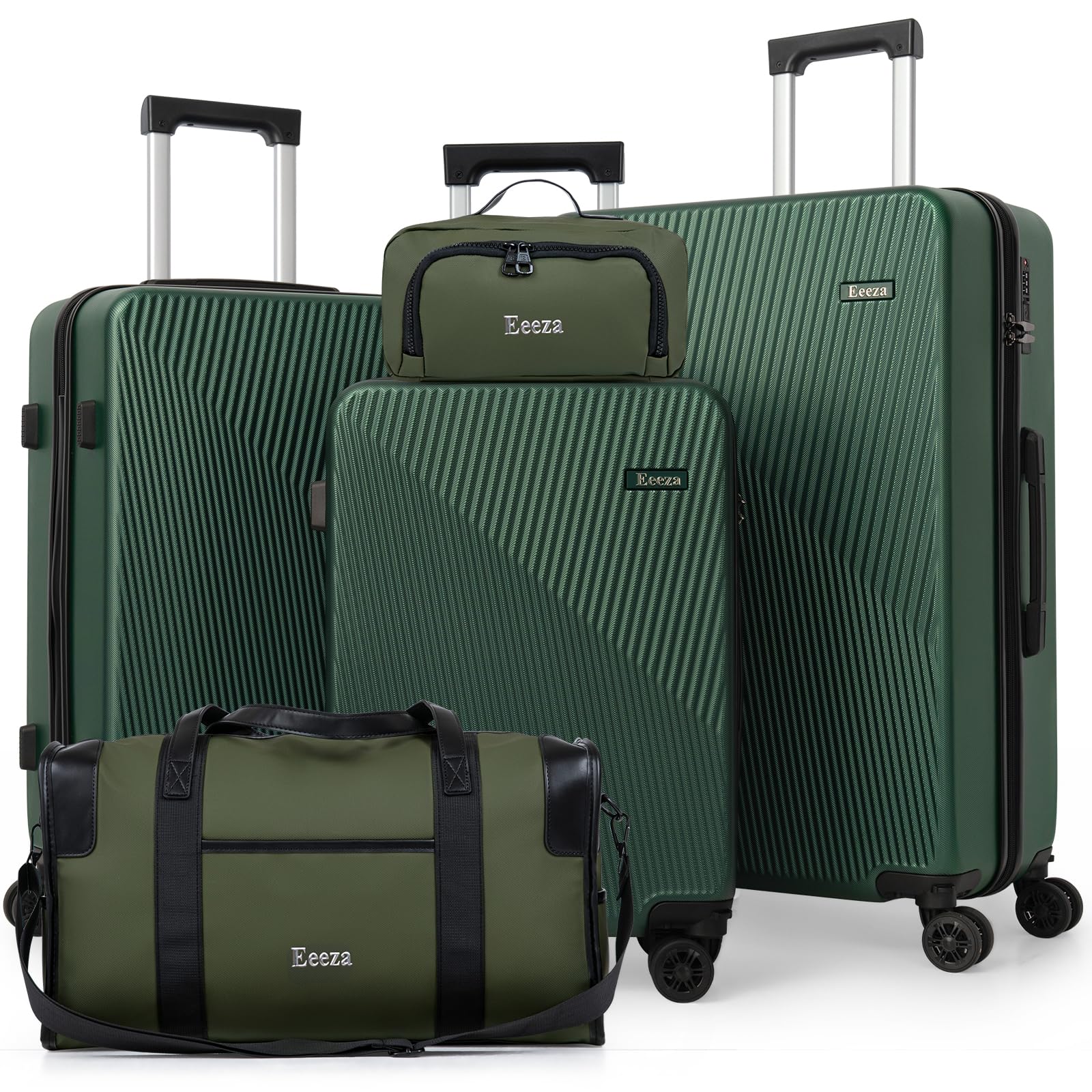 Eeeza 5 Piece Hardshell Luggage Set 20/24/28" Green