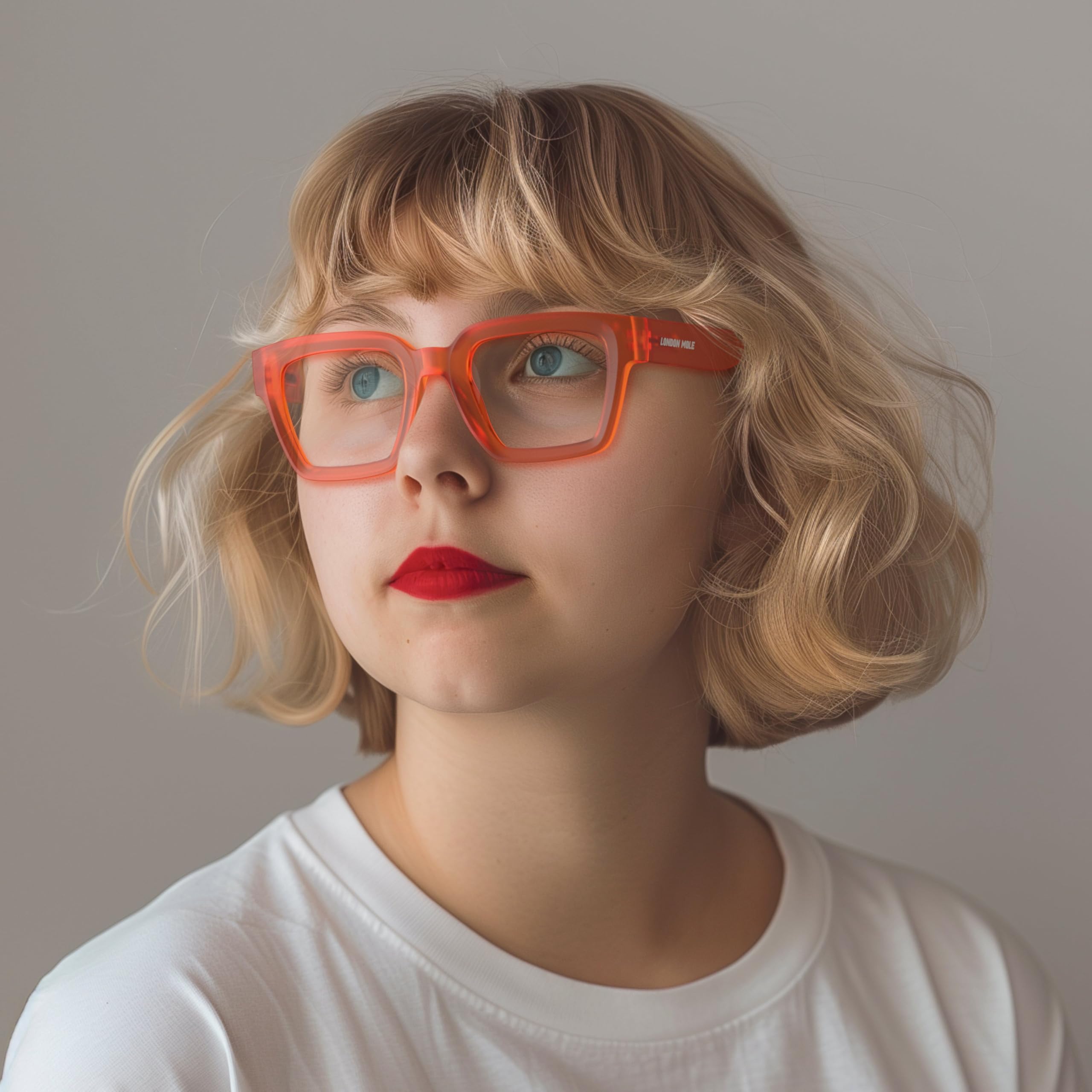 LONDON MOLE® Phoenix large oversized reading glasses, Rubberised Fluorescent Transparent Orange - Image 2