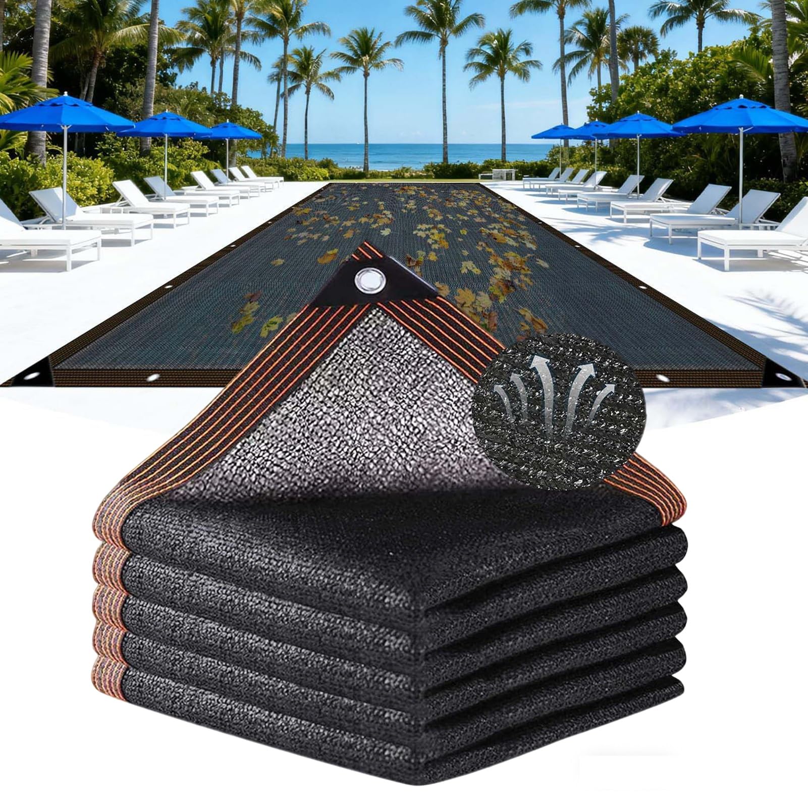 Filet de Protection Piscine 4x8m, Couverture Filet de Feuille pour Piscine, Bâche Protection Piscines Hors-Sol, Filet Protection Piscine pour Bloquer Feuilles Mortes et Débris(3x6m(10x19.6ft))
