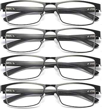 B&Q 4 Pack Reading Glasses Men Blue Light Blocking Readers for Men