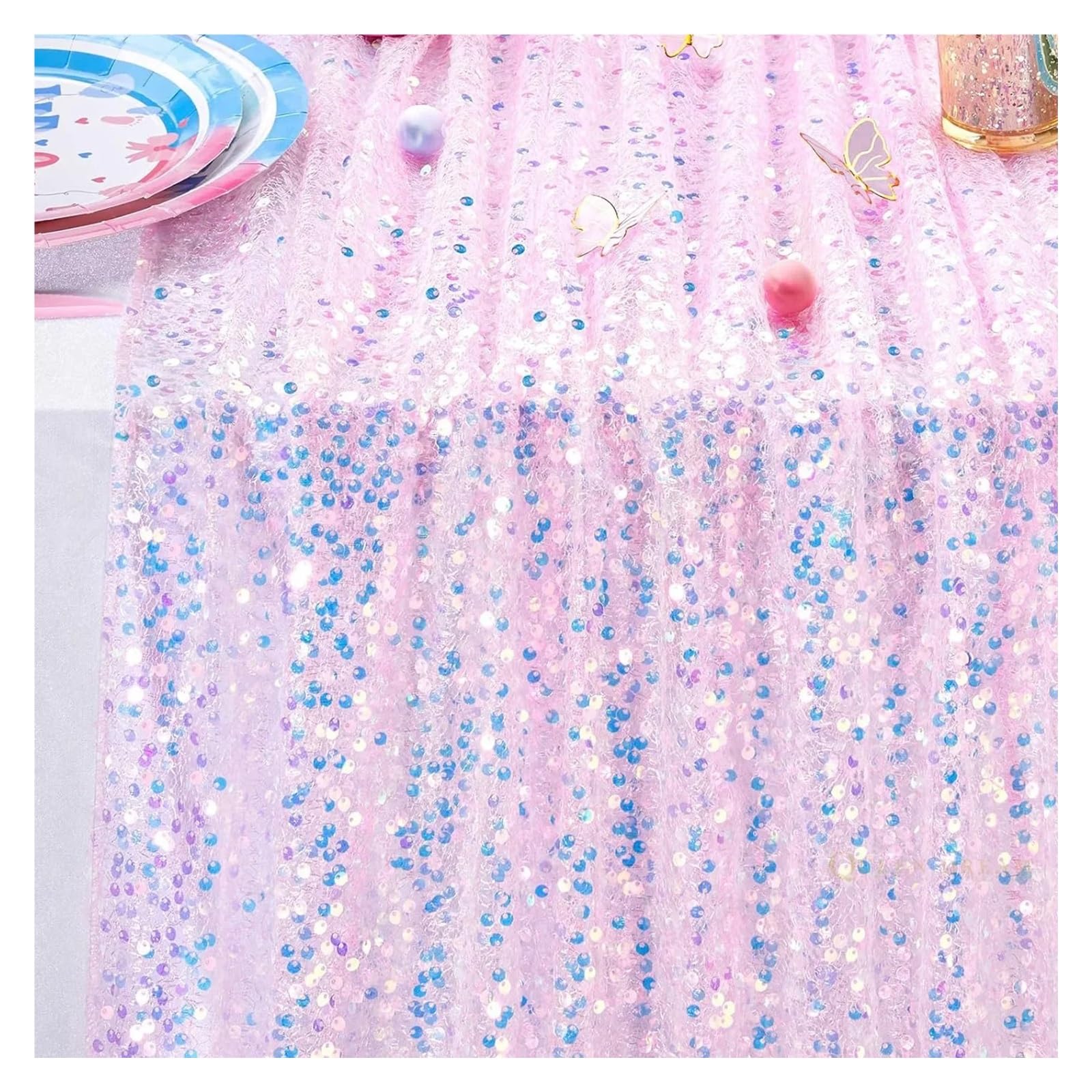 4 Caminos de Mesa con Lentejuelas iridiscentes y Brillantes, decoración for Comedor Boda, for cumpleaños Novia niña, Fiesta Bodas(Pink,30x275cm)