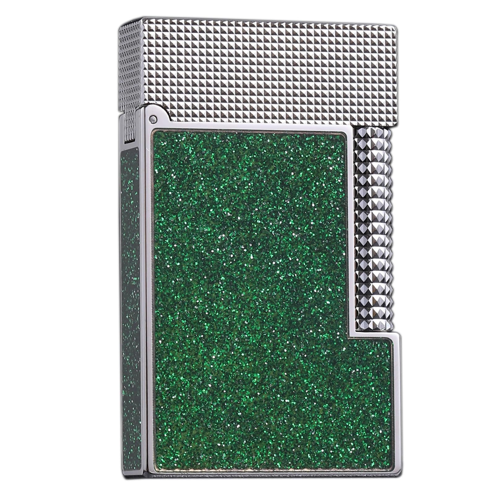 High-end Mens Lighter Refillable Butane Gas Flip Sound Side Sliding Wheel Ignition Sand Gold Craft Green
