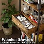 YAOHUOO Étagère avec tiroirs - 23,6'' Étagère de livre industriel élargie avec livre, 5 Tiers étagères de rangement Tall, Support d'affichage de cadre en acier, Convient pour chambre, Bureau, Salon, Rustique Brown