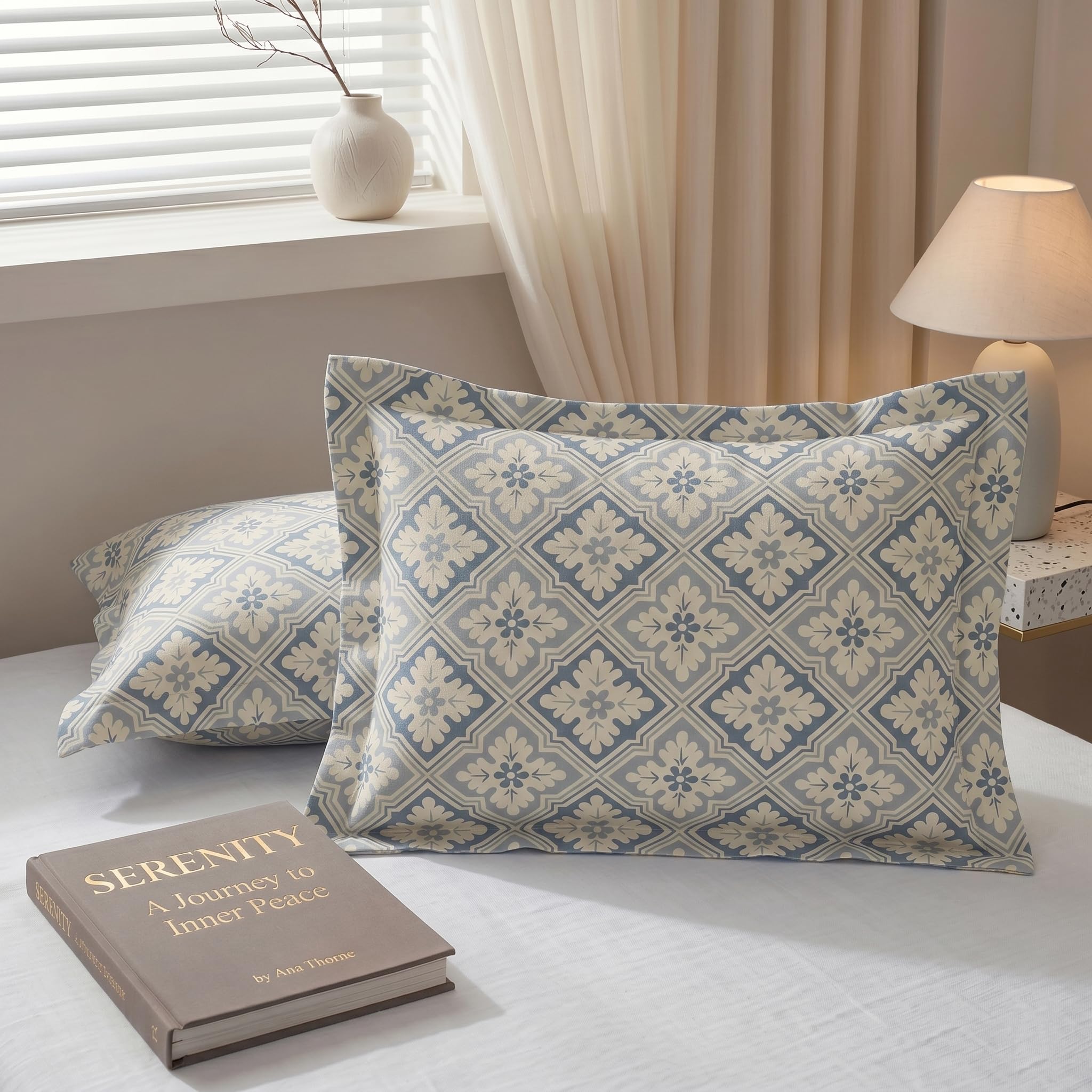BSB HOME Cotton Pillow Covers Pack of 2, 210 TC Soft Breathable Hypoallergenic Pillow Cases, Fade Resistant Bed Pillow Covers, 17 x 27 Inches (43 x 69 cm) (Chambray Blue)-image-11