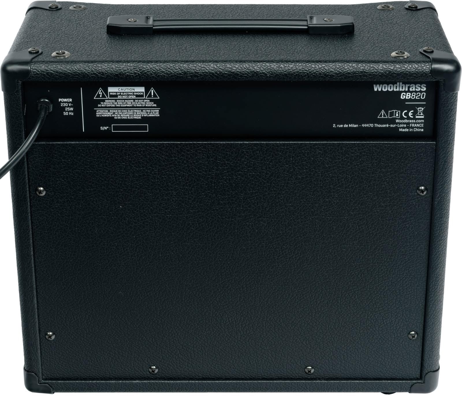 Woodbrass GB820 Amplificateur Combo pour Basse Électrique - Ampli 20W idéal pour Bassiste débutant et Amateur - Compresseur, Prise Casque et AUX