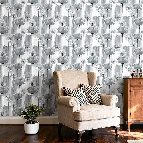 Miniatura 2 de HelloWall Papel tapiz autoadhesivo de 17.5 pulgadas 317.5 pulgadas 317 pulgadas, color gris, autoadhesivo, extraíble para paredes, armarios,