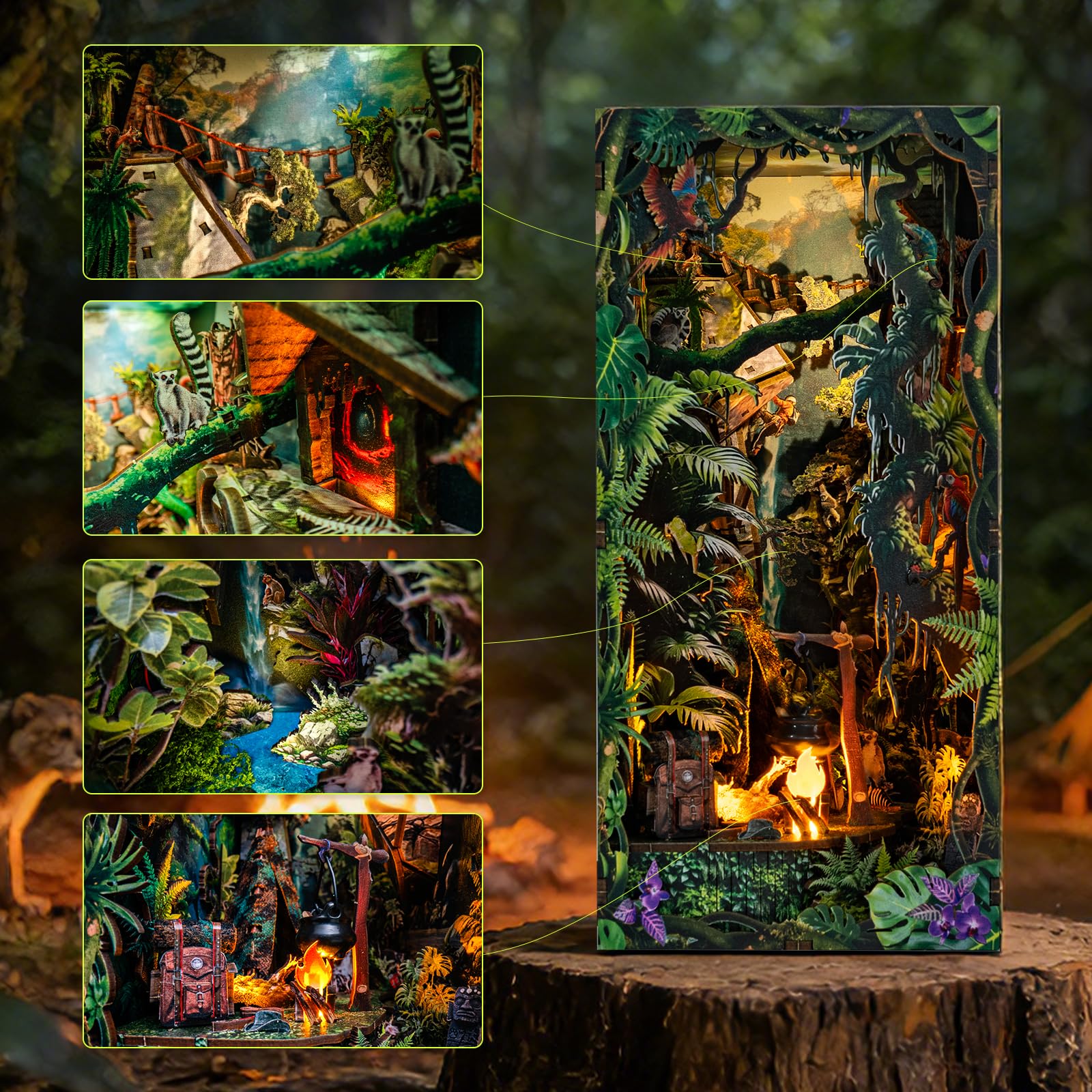 Amazon.com: fifijoy Jungle Adventure Book Nook Kit - DIY Miniature