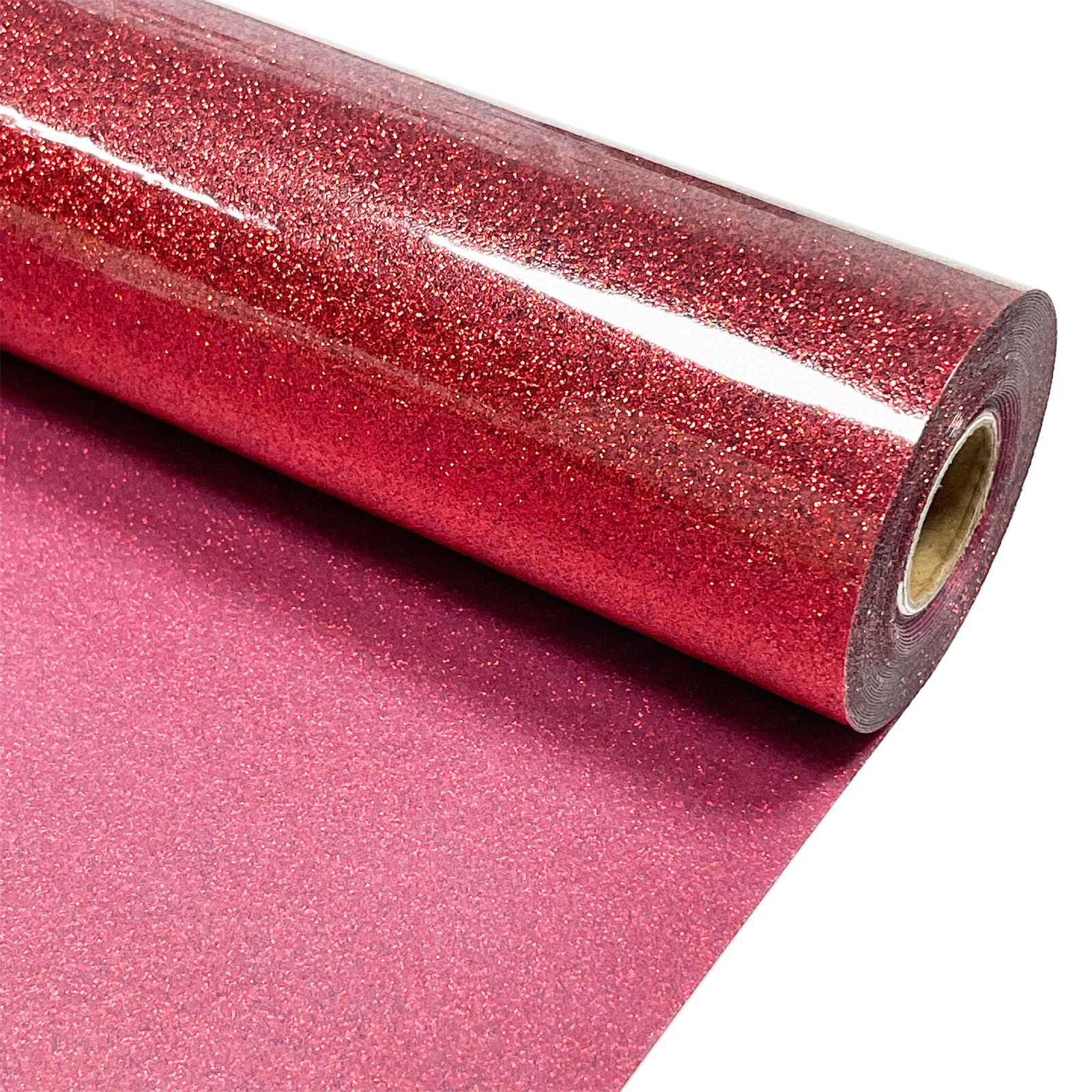 Red Glitter Heat Transfer Vinyl 12" x 15 ft HTV for Shirts, Glitter HTV for All Cutter Machine - Easy to Cut &amp; Weed for Heat Vinyl Design (Red)