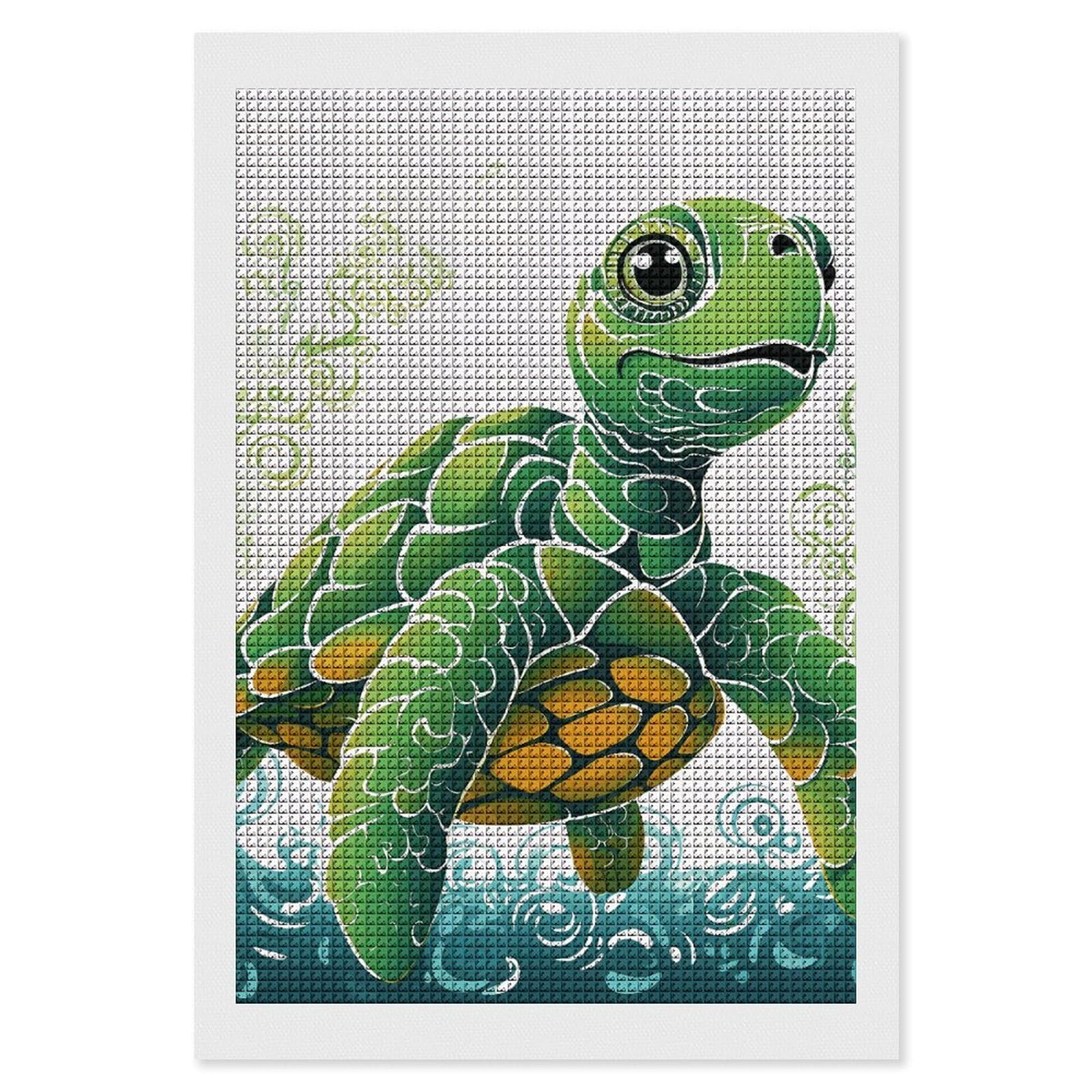 Cartoon Turtle Pattern Diamond Art Kits for Adults, DIY 5D Diamonds Painting Kits for Beginner, Round Full Drill Diamond Dots Painting, 8"x12" Diamonds Pictures Gem Art and Crafts Wall Decor