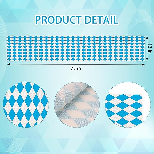 Miniatura 2 de Camino de mesa para el Oktoberfest, camino de mesa de festival de cerveza alemana bávara, azul y blanco, camino de mesa para Oktoberfest, decoración