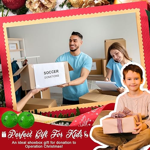 Miniatura 6 de Shappy 2 pelotas de fútbol de Navidad a granel con bomba, bolsa de malla, tamaño oficial 3, 4, 5, pelota de fútbol colorida para interiores y