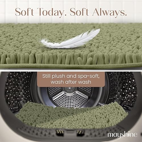 Miniatura 176 de Tapete de baño extra largo de felpilla suave, tapete de microfibra absorbente, lavable a máquina y antideslizante para puerta, baño, habitación