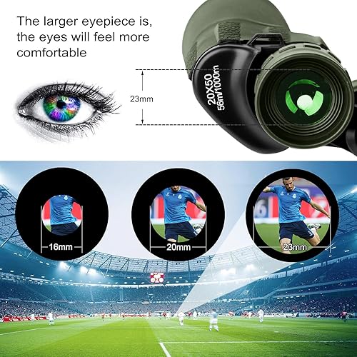 Miniatura 9 de Prismáticos compactos de 20 x 50 pulgadas con visión nocturna de poca luz telescopio impermeable profesional y diario HD para caza al aire libre