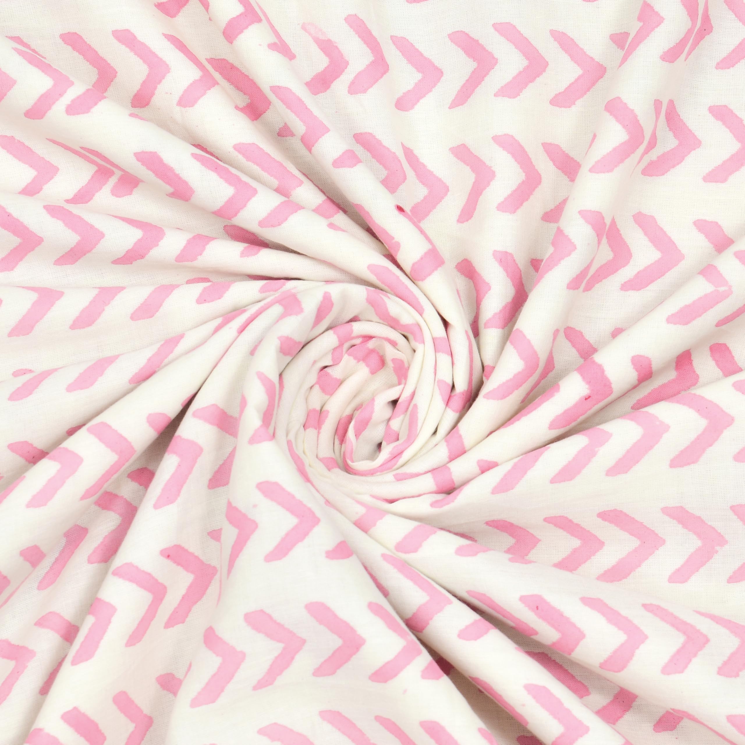 Hand Block Printed Cotton Dohar Blanket - Pink Rose -7 Hand Block Printed Cotton Dohar Blanket - Pink Rose -7