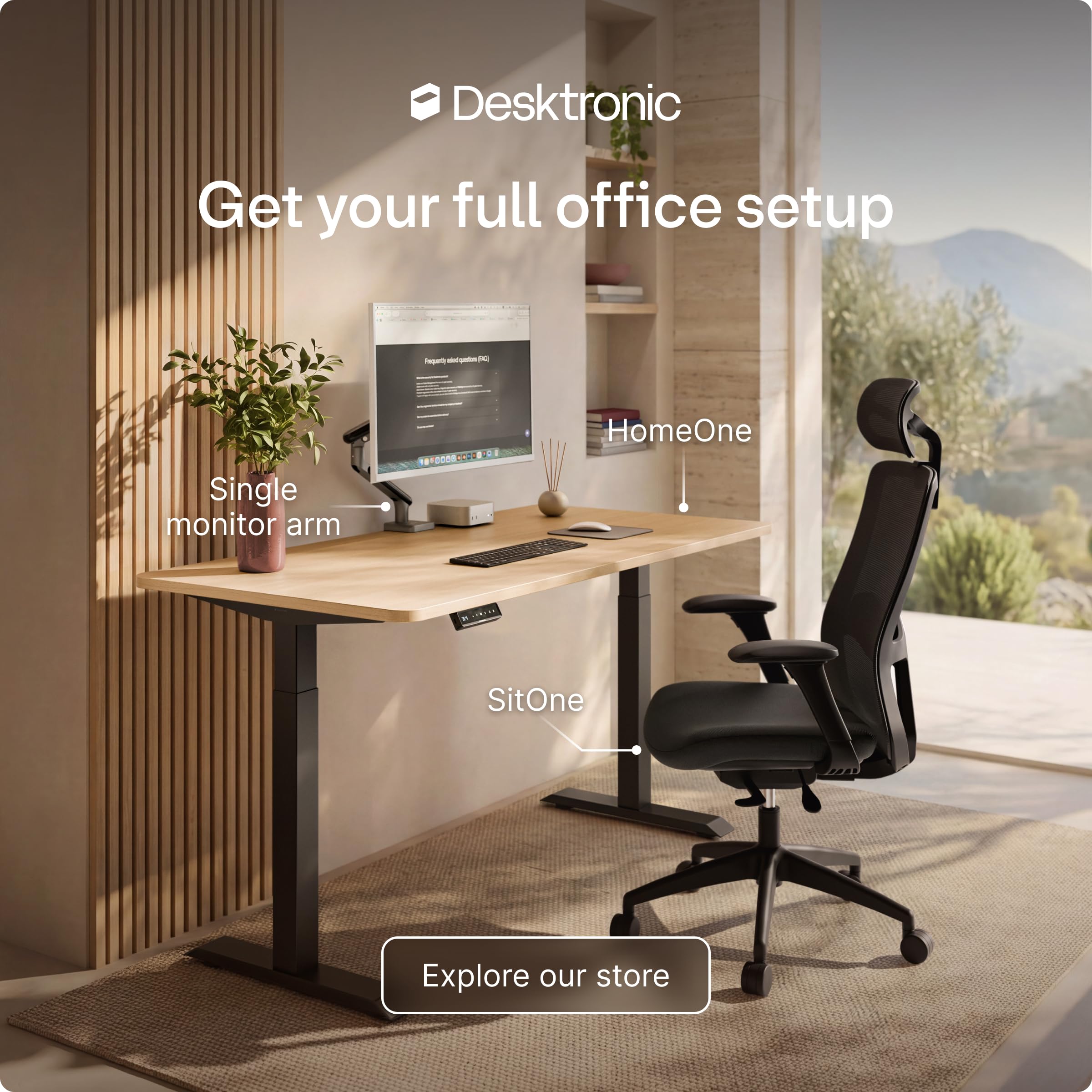Black 60x28 in Electric Standing Desk, 1 Inch Thick Tabletop | Double Beam Frame, Holds 220lbs, Sit Stand, 3 Memory Height Adjustment, Extra Deep Table Top, Black Frame product image 22
