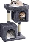 Feandrea Cat Tree Tower, 84 cm, L, Condo for Large Cats up to 16 lb, Large Perch, 2 Caves, Scratching Post, Smoky Gray UPCT61G