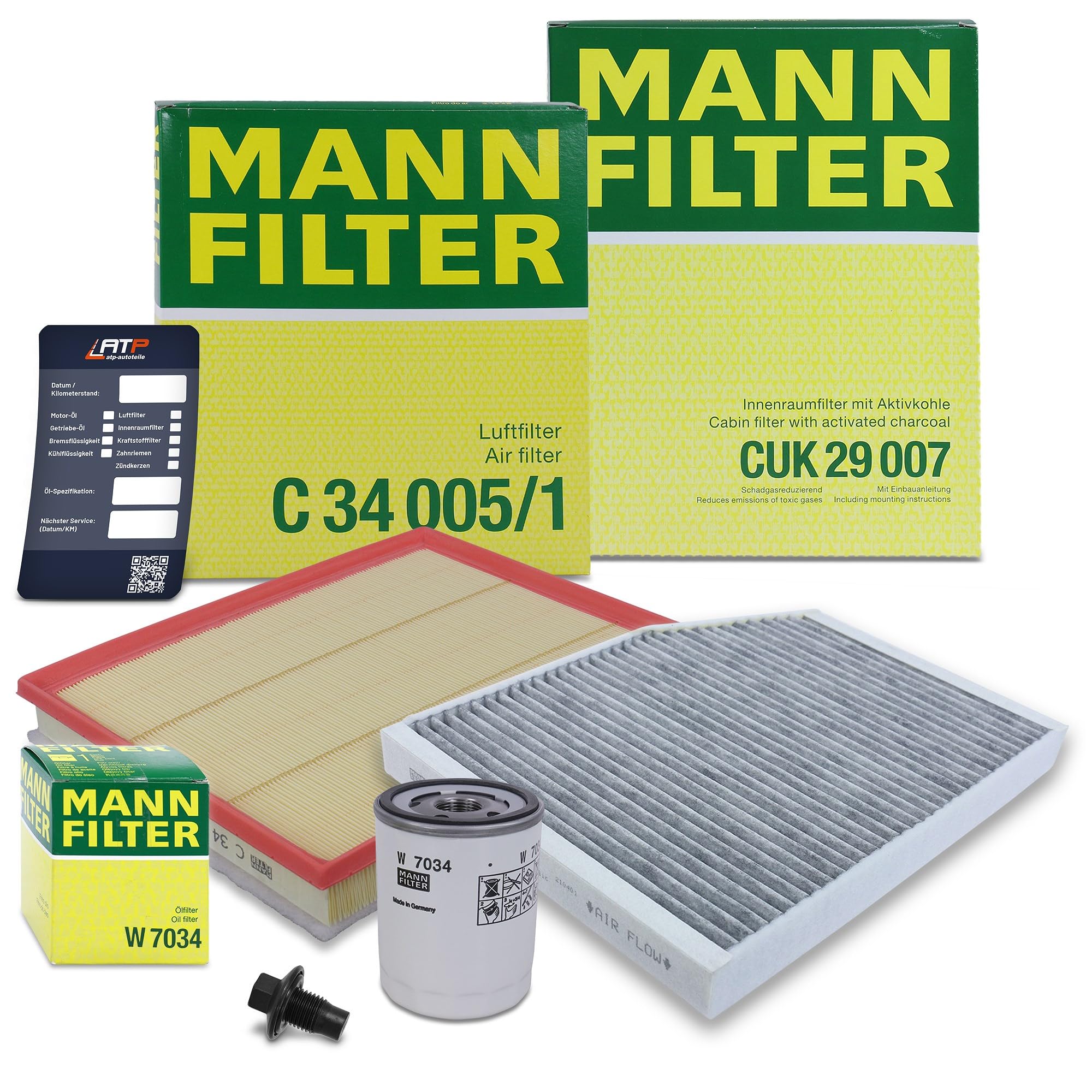 MANN-FILTER Inspektionspaket Filterset 1x Ölfilter, 1x Luftfilter, 1x Innenraumfilter (Aktivkohlefilter) Kompatibel mit FORD TOURNEO CUSTOM, TRANSIT V363