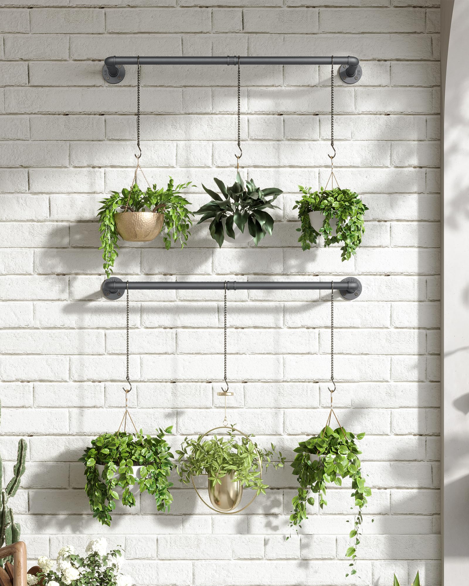 Galood 2 Macetas Colgantes Para Plantas De Interior, Soporte Para Plantas  De Interior, Soporte Para Plantas Colgantes De Interior, Varilla De Metal  Negro (maceta, Cadena/planta No Incluida, image size:1600x2000