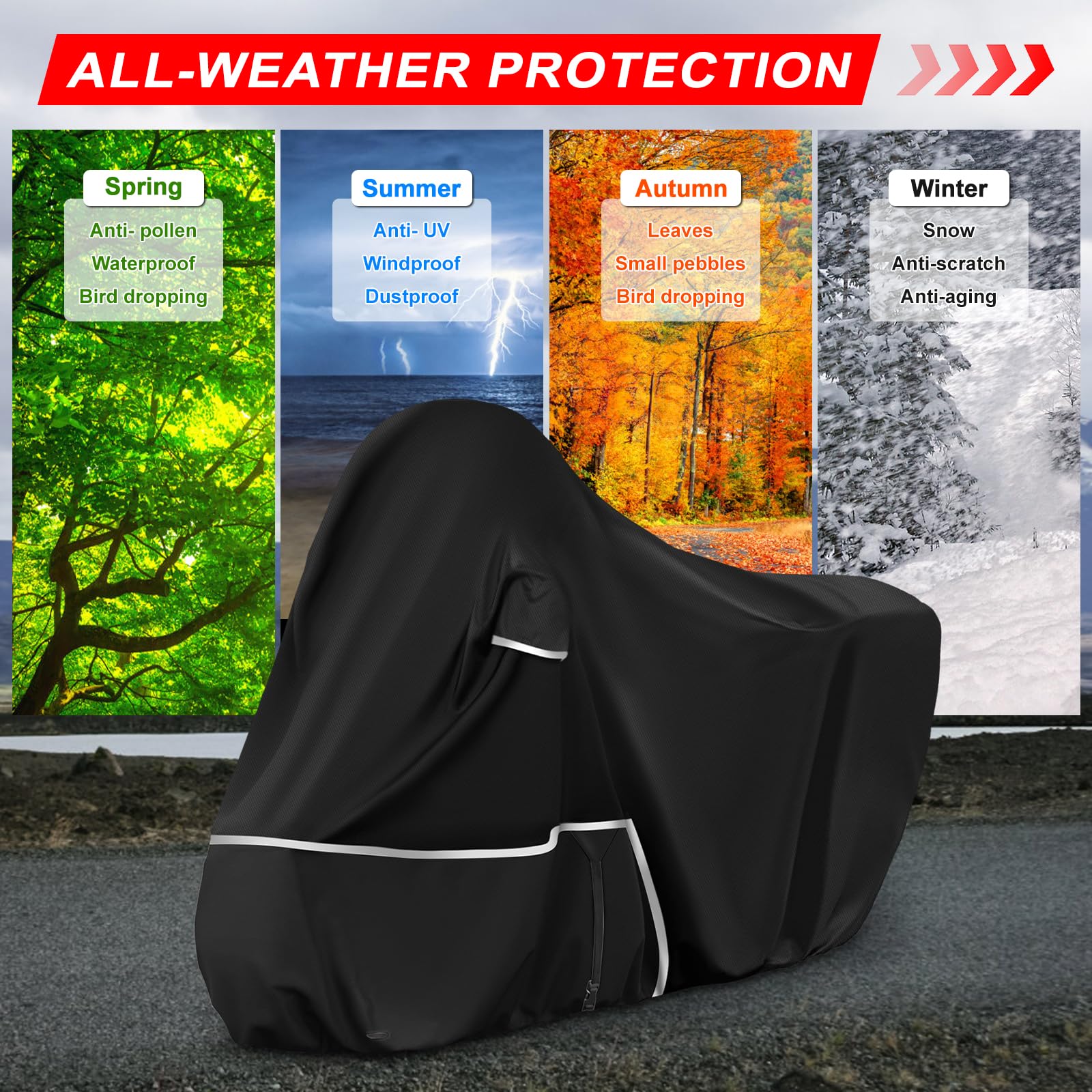 Funda para Moto para Piaggio MP3 400/500 (sin Maletero) | Tela Oxford 420D Funda Moto Exterior Impermeable Funda Scooter 400 500, Negro