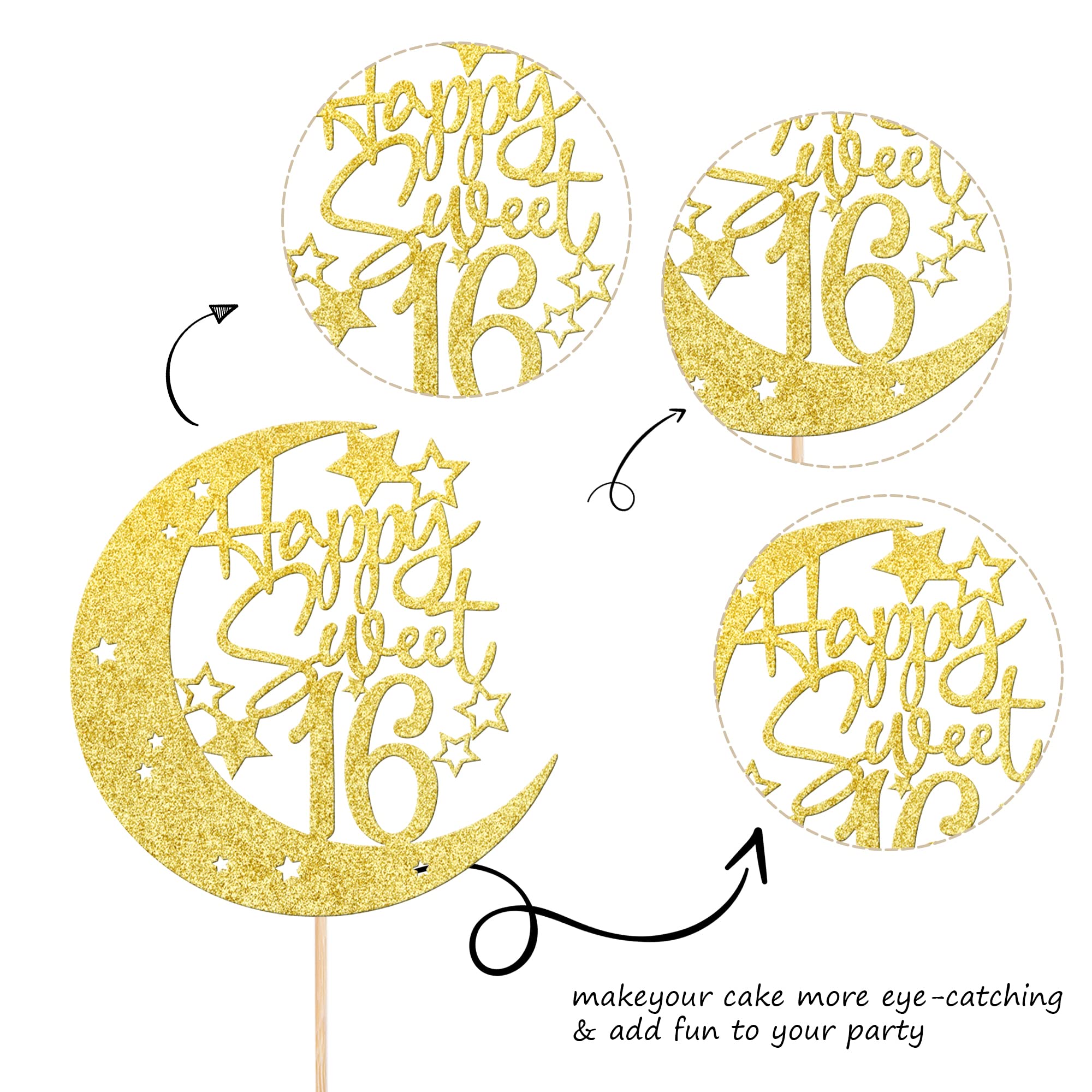 30-teiliges Happy Birthday Cake Topper Set, Gold – Acryl-Glitzer-Stecker Für Torten & Cupcakes