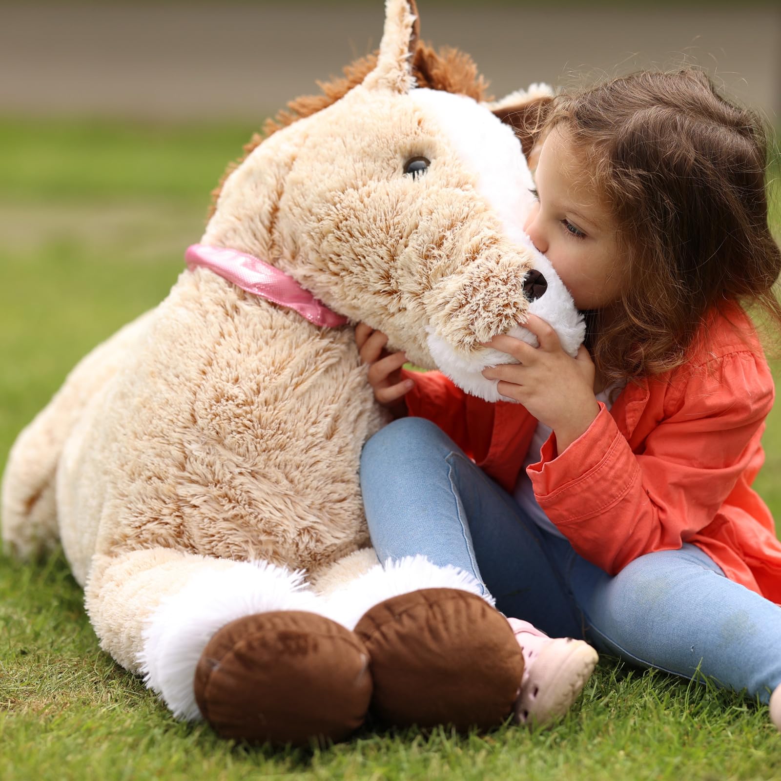 KERTA 59inches Oversize Horse Stuffed Animal, Riding 5ft Giant Stuffed Mustang Farm Plush Toy, Hugging Soft Horse Plush Body Pillow for Kids Adult 3