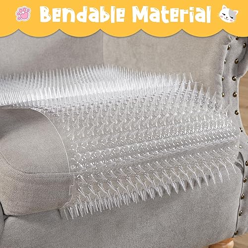 Miniatura 5 de Geetery Paquete de 8 tapetes repelentes de arañazos para gatos con púas para interiores y exteriores, plástico transparente, para entrenamiento,