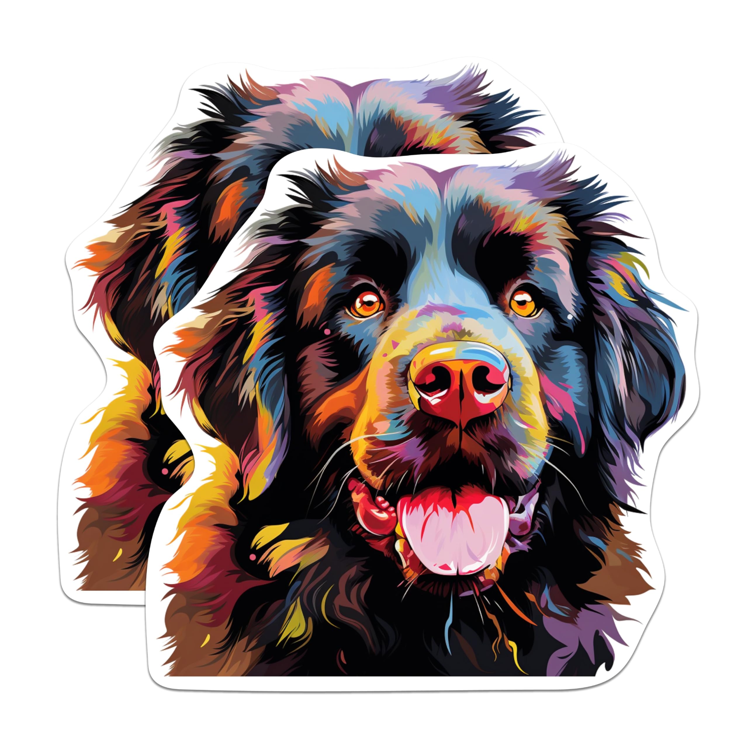 (2 Pack) Newfoundland Dog Breed Stickers - 5 Inches On Longest Side - Choose from Over 100 Dog Breeds - for Cars, Trucks, Skateboards, Laptops - Made in USA - BMCS1907