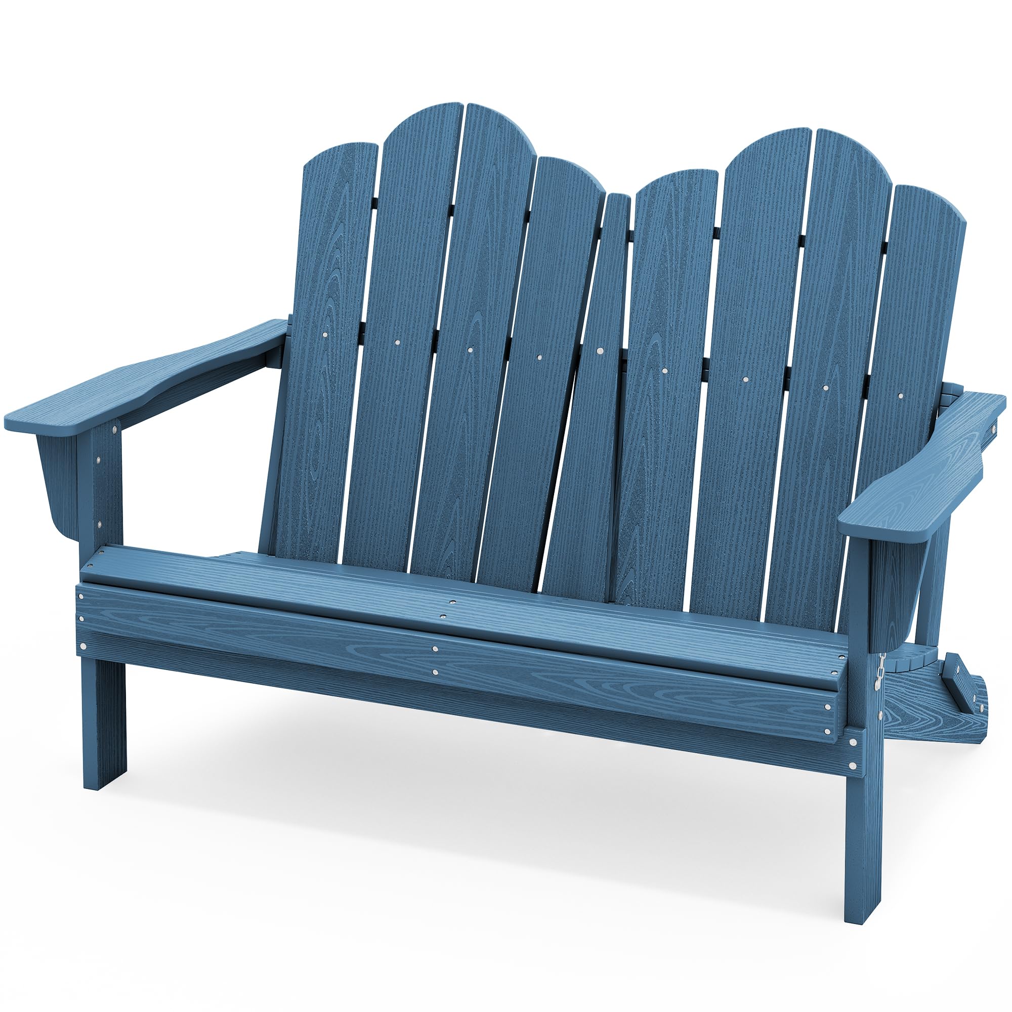 SERWALL Folding Adirondack Bench, HDPE All-Weather, 660lbs Cap, Navy