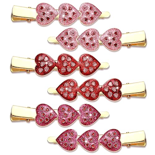 Pinzas de pelo para el día de San Valentín pinzas de terciopelo con corazón para mujeres y niñas horquillas de triple corazón pasadores de pelo