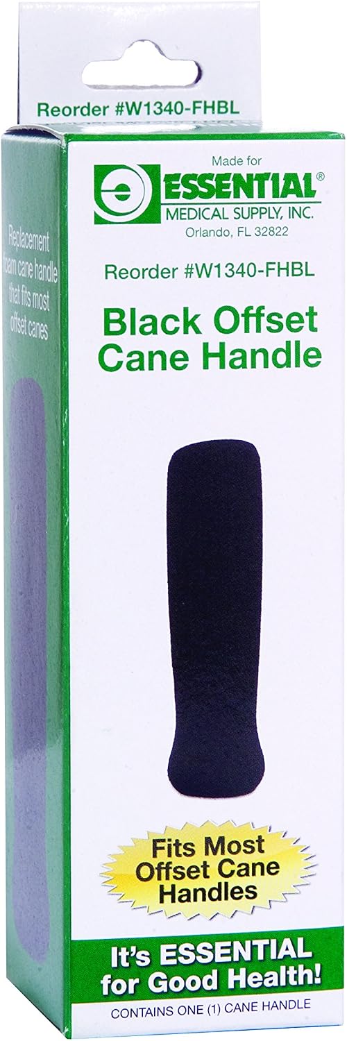 Essential Medical Supply Foam Replacement Handle for Offset Cane, Black
