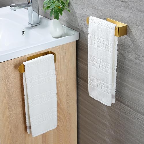 Miniatura 41 de Taozun Toallero adhesivo – Toallero de mano para baño, toallero de acero inoxidable montado en la pared, soporte para toallas de invitados de 12