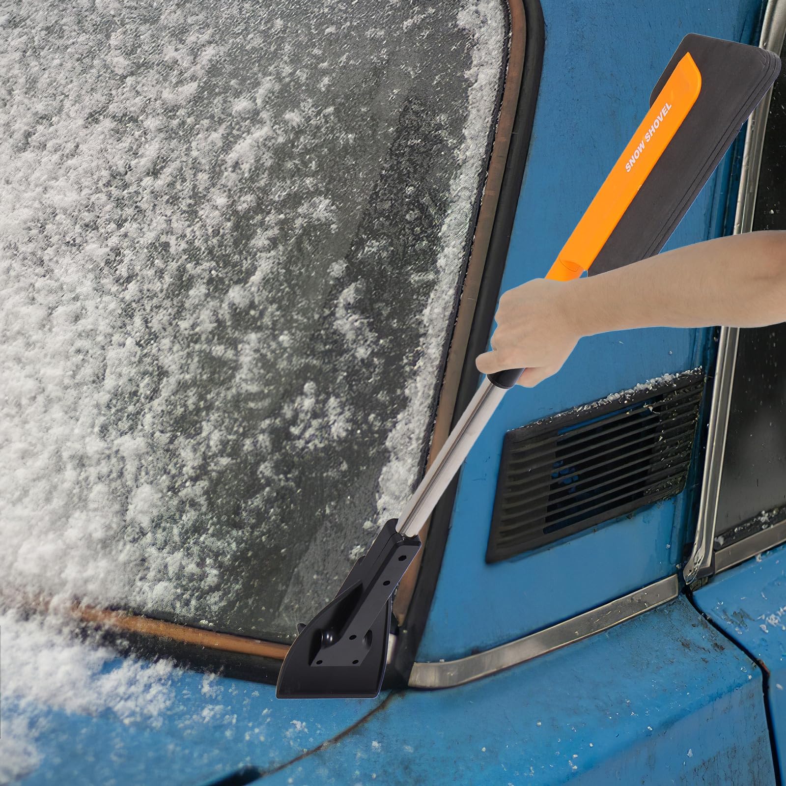 DOITOOL 4 Pezzi Raschietto per Ghiaccio e Pala da Neve per Auto in Lega di Alluminio e ABS, Strumento Estensibile la Rimozione della Neve del Ghiaccio su Tetto e Finestrino, per
