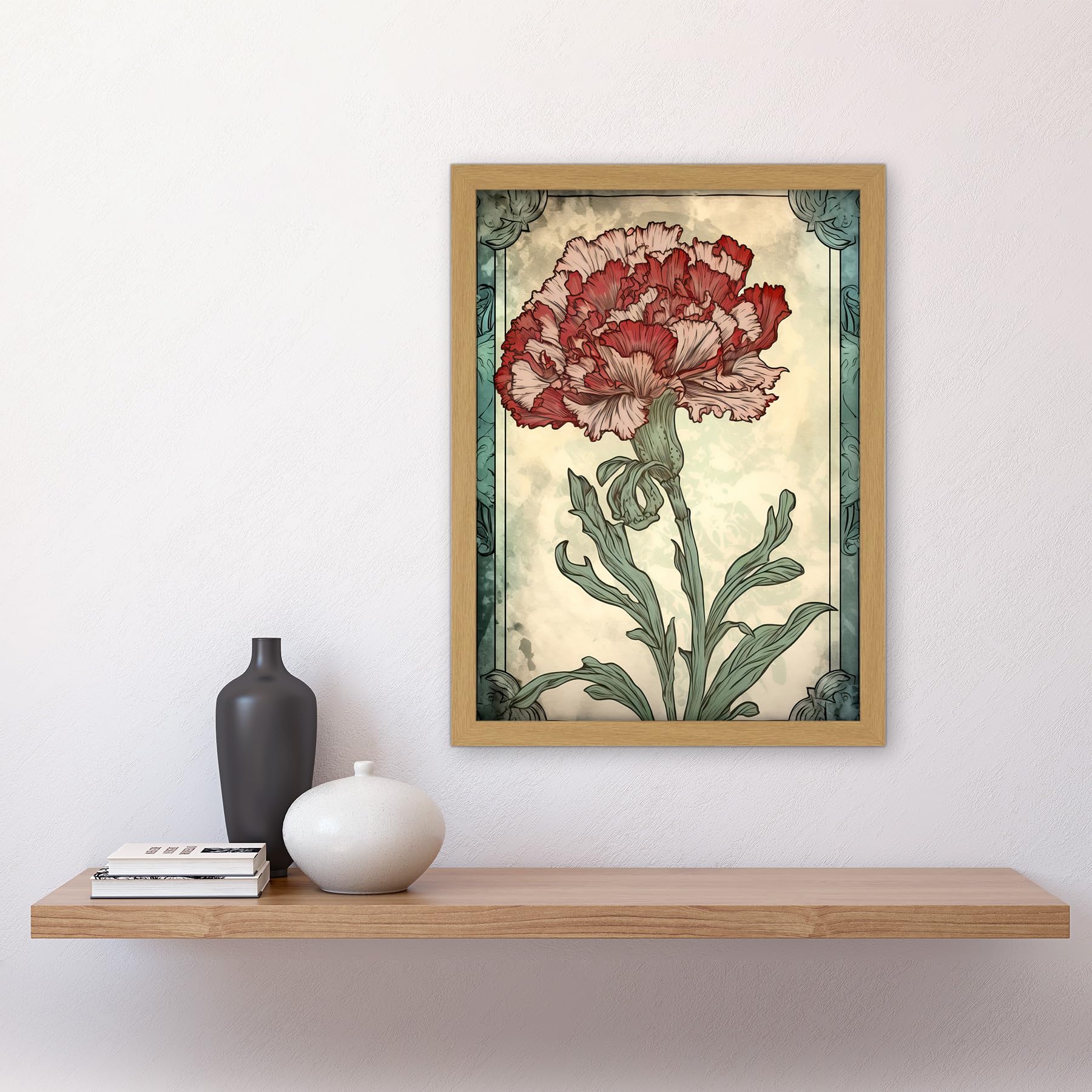 Amazon.com: Artery8 Red Carnation Flower Bloom Watercolour Art
