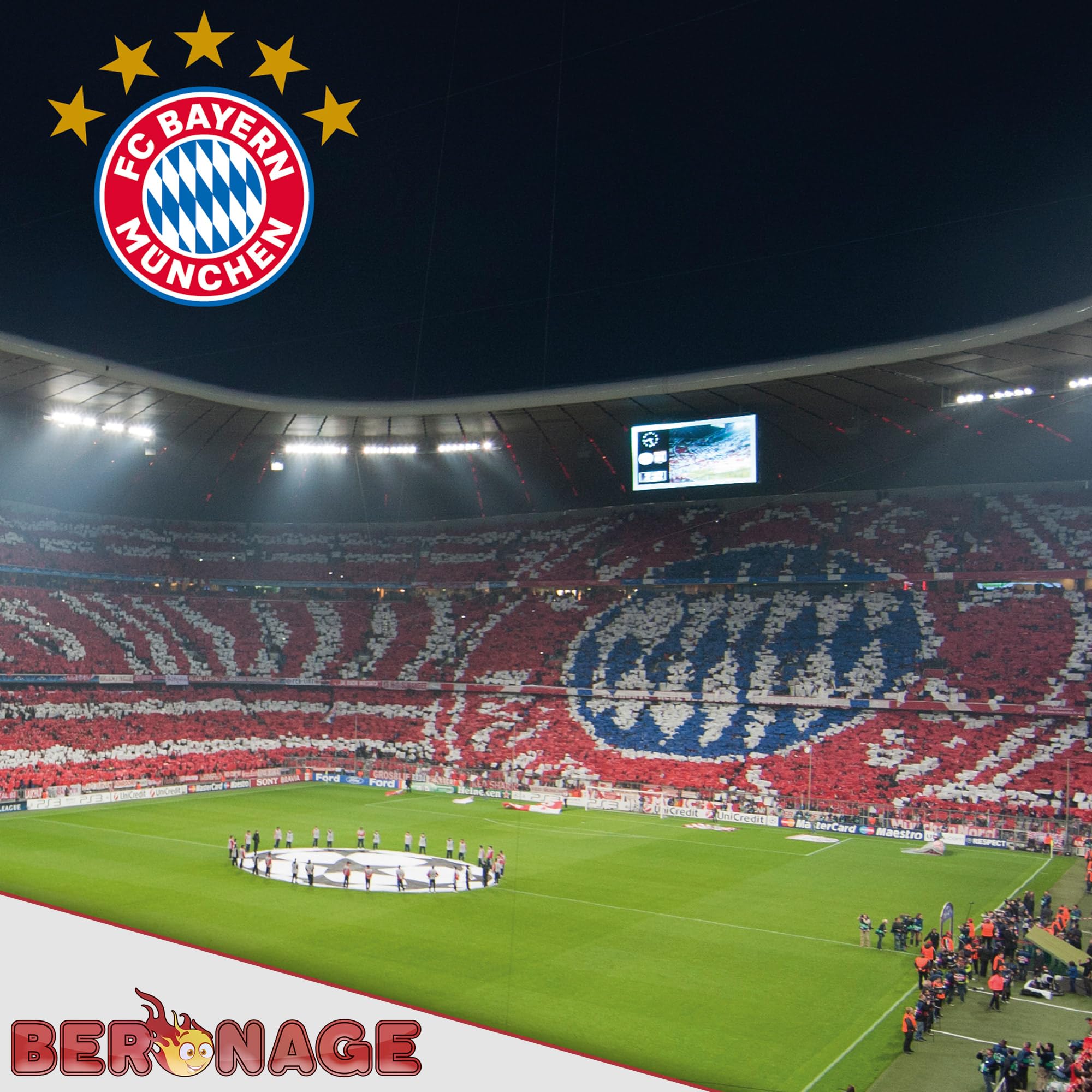 FC Bayern München Wende-Bettwäsche - Allianz Arena 135x200 + 80x80 cm 100% Baumwolle Biber/Flanell Fußball FCB Harry Kane Musiala Rekordmeister Champions-League-Sieger deutsche Größe mit RV