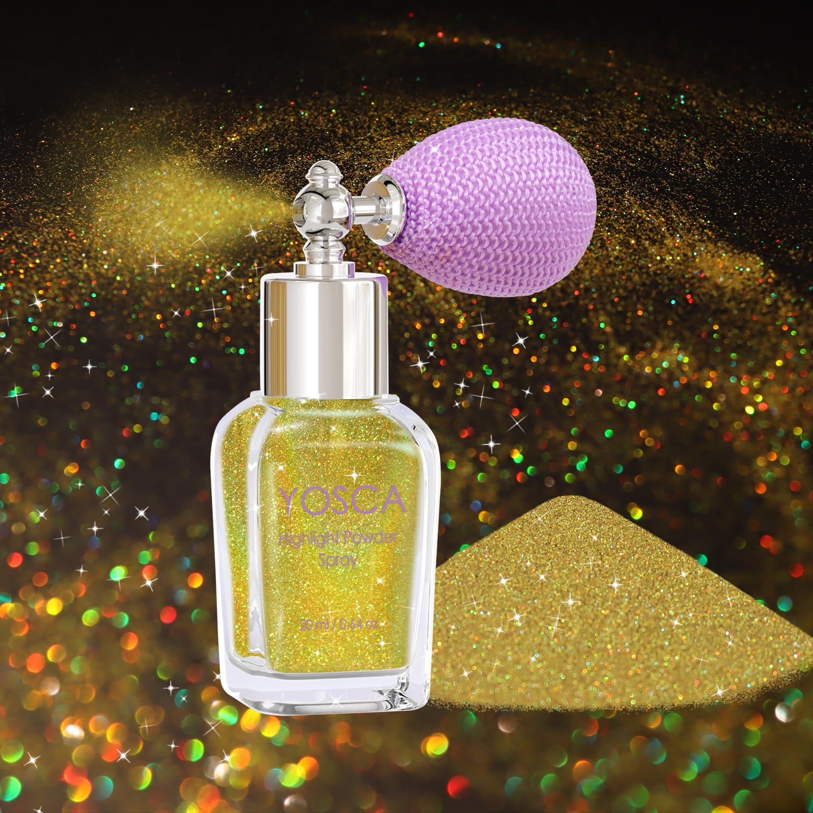 Yosca Body Glitter Spray, 30ML Holographic Body Shimmer Powder Hair Spray | Laser Gold Glitter Spray Fairy Dust Sparkle Makeup Festival Concert Party
