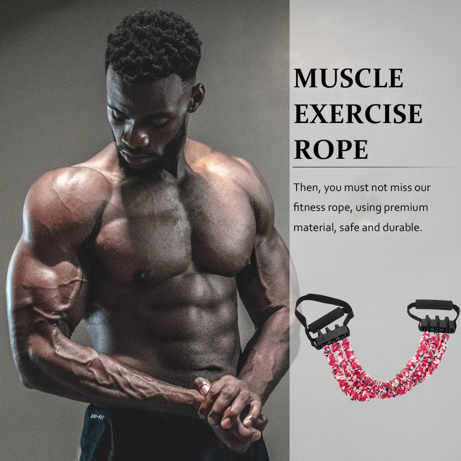 Abaodam Banda de Resistencia Fitness para Entrenamiento de Musculación Correa Portátil con Mango Ergonómico Antideslizante Apta para Yoga Rehabilitación y Ejercicios de Fuerza Casa