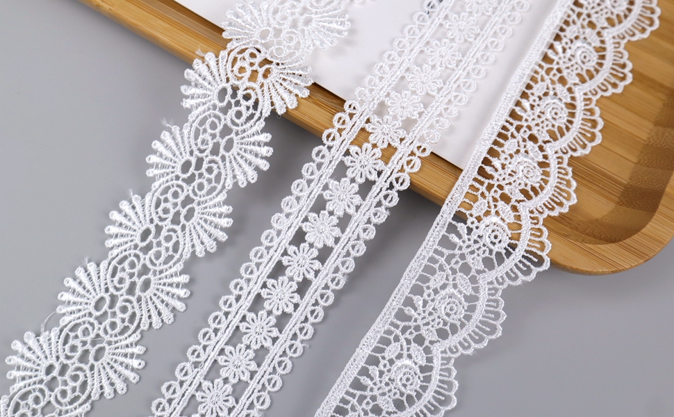 Amazon.com: ZNZAKKA White Venice Lace Trim 7 Yards Scalloped