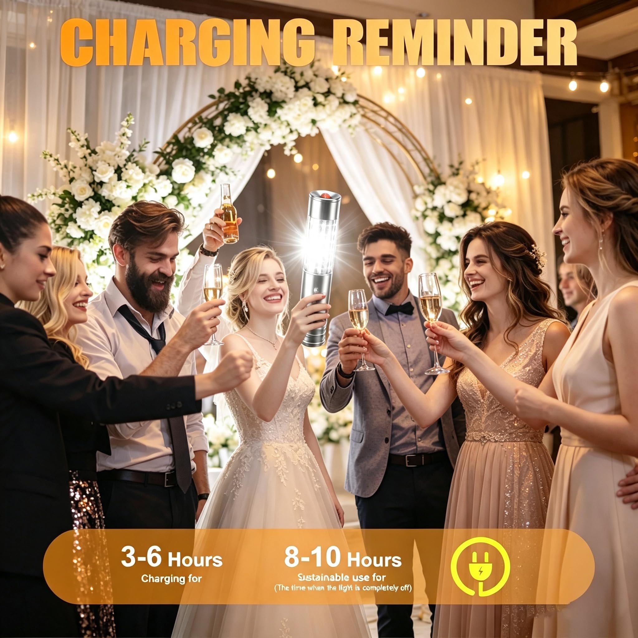 6pcs Baton Luminoso LED Lampada Stroboscopica per Servizio Bottiglia | Luce Ricaricabile, Luce Della Mano, Lampada LED Fluorescente per Discoteca, Karaoke, Matrimonio, Festa