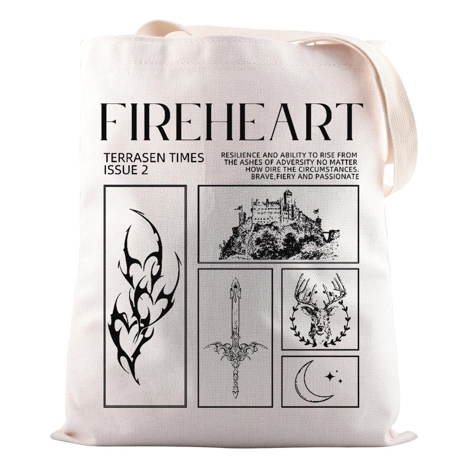 JNIAPFantasy Novel Gift Throne Of Glass Bookish Merch Fireheart Aelin Tote Bag