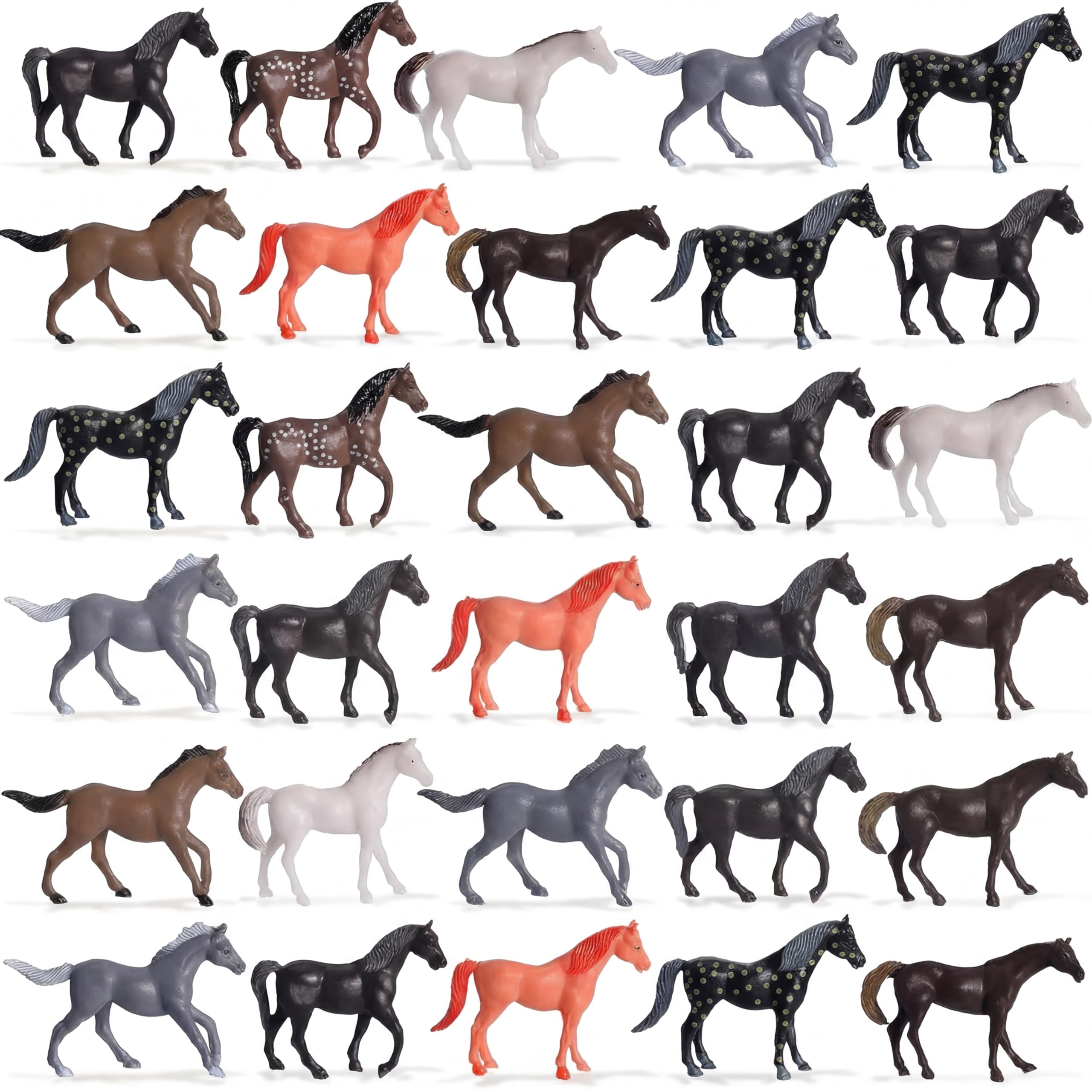 Skylety 40 Pcs Small Toy Horse Plastic Race Horses Figurine Party Favor