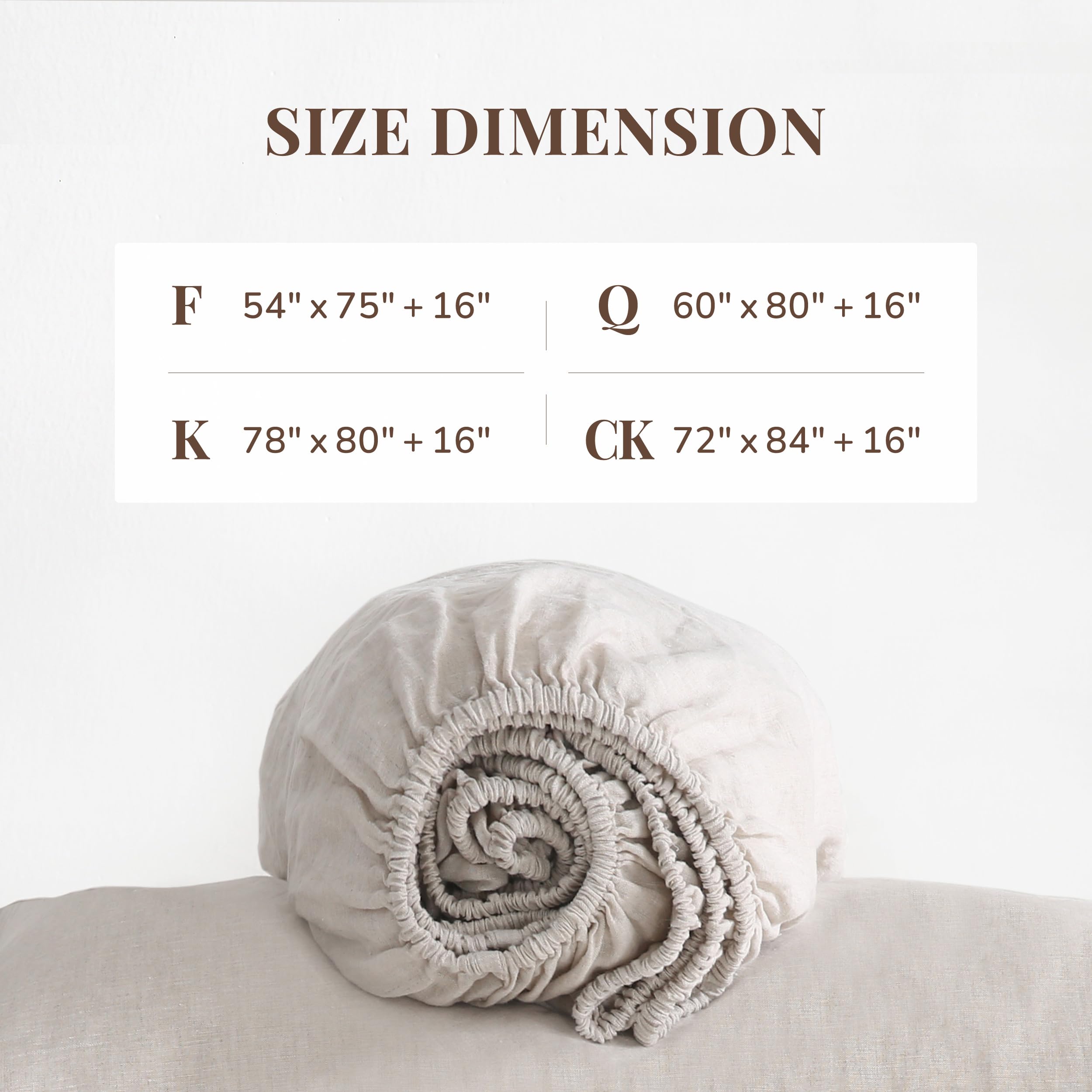 Spannbetttuch, 100 % französisches Leinen, weich, atmungsaktiv (Natur, King-Size) | Flachs Linen Bettlaken, 190 x 203 cm, Matratzenbezug, 40,6 cm tief, steinfarben, Rundumgummi, 1 Spannbetttuch, Kingsize-Bett