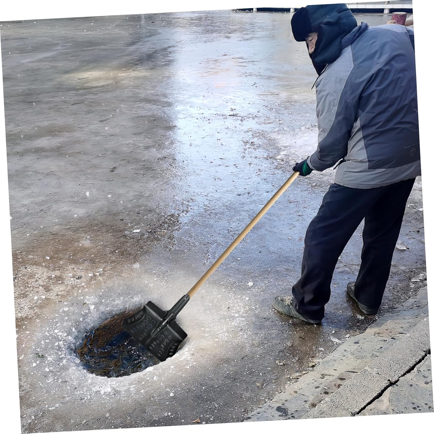 Garden Drain Scoop Shovel Heavy Duty Sifting Tool for Efficient Mud Cleanup Ditches and Sewers Ergonomic Design for Comfortable Use for Home and Outdoor Cleaning Tasks